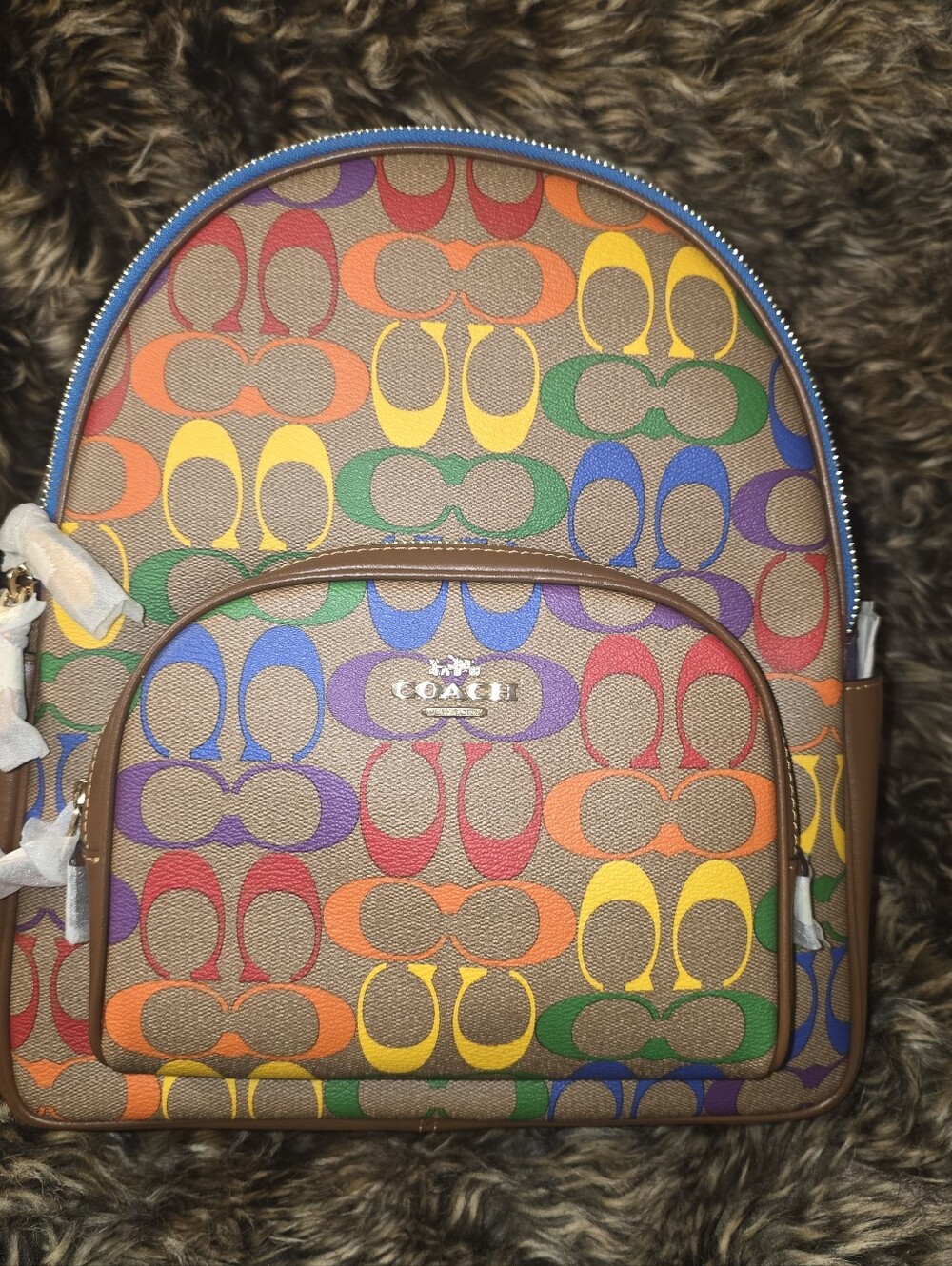 *NWT* Coach "COURT" Rainbow Signature Canvas Backpack